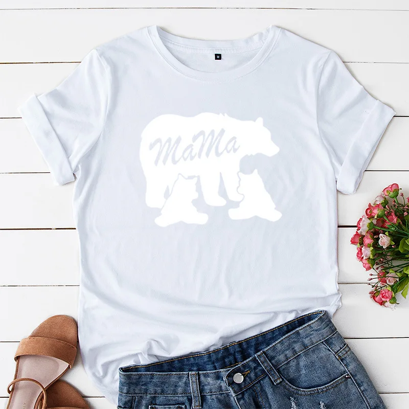 

Mama Bear Ladies Tee Tops 2020 Summer Funny Print Women T Shirt Harajuku Oversized Short Sleeve Cotton Tshirt Casual Clothes