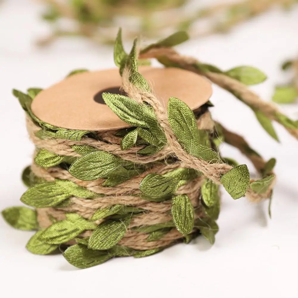 Джутовая веревка с зелеными листьями 5 м | Дом и сад