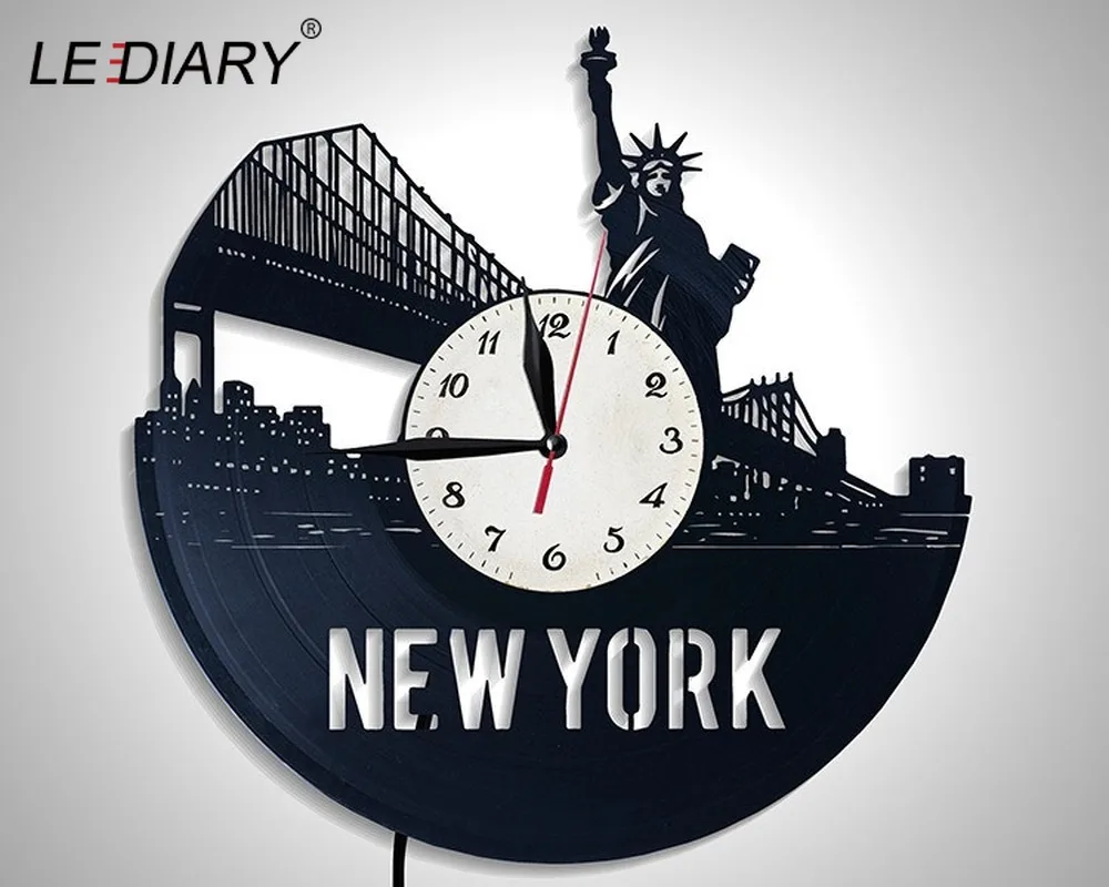 LEDIARY Ретро виниловая запись настенная лампа часы RGB пульт дистанционного