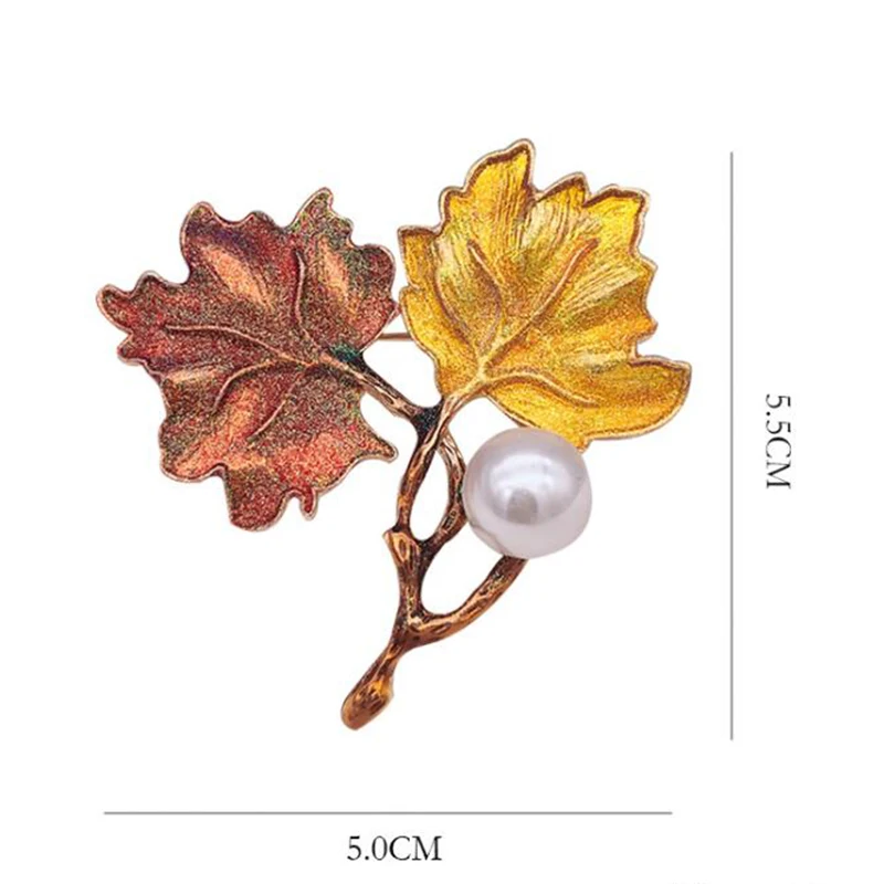 1 шт. Цвет окрашены кленовые листья дизайн металлическая брошь с застежкой