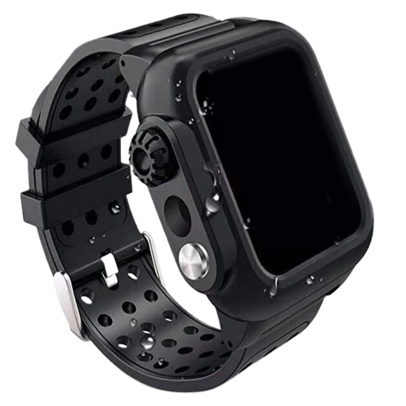 

IP65 waterproof case for Watch Series 6/5/4/SE, 360 shockproof, i Watch Built-in Screen Protector PC Case PET Film All-