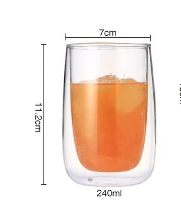 C-240ml 1 шт., двойные кофейные чашки для напитков, с изоляцией, с двойными стенками, стеклянная чайная чашка, креативный подарок, посуда для напитков, verre, шампань - Цвет: C-240ml