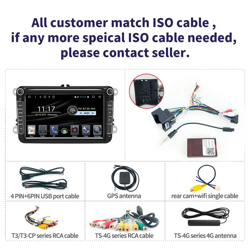 Android 9.0 4G Multimedia player 2 Din Car DVD For VW/Volkswagen/Golf/Polo/Tiguan/Passat/b7/b6/SEAT/leon/Skoda/Octavia Radio GPS |