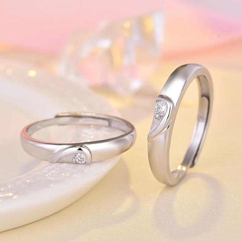 

Пара парных колец в форме сердца с крючком из стерлингового серебра S925