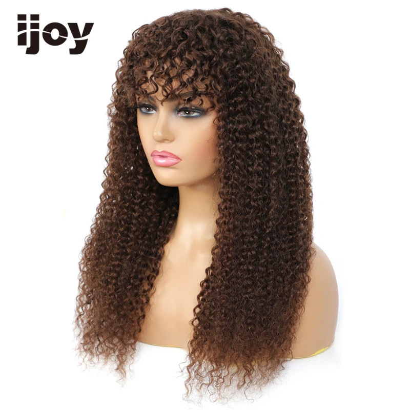 Парик из человеческих волос с челкой курчавые вьющиеся волосы цветные