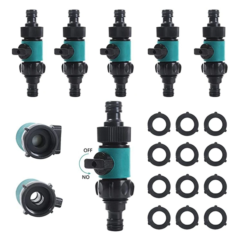 

HOT-6Pcs Shut Off Valve Plastic Garden Water Hose Connect Anti-Leak Hose Connector Ball Valve Standard 3/4 Inch Thread