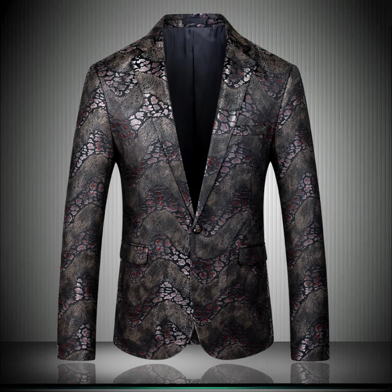 

Mens Casual Blazers Autumn Velvet Floral Suit Jacket Wedding Prom Tuxedos For Men Stage Costume Slim Fit Blazer Male 5XL XZ420