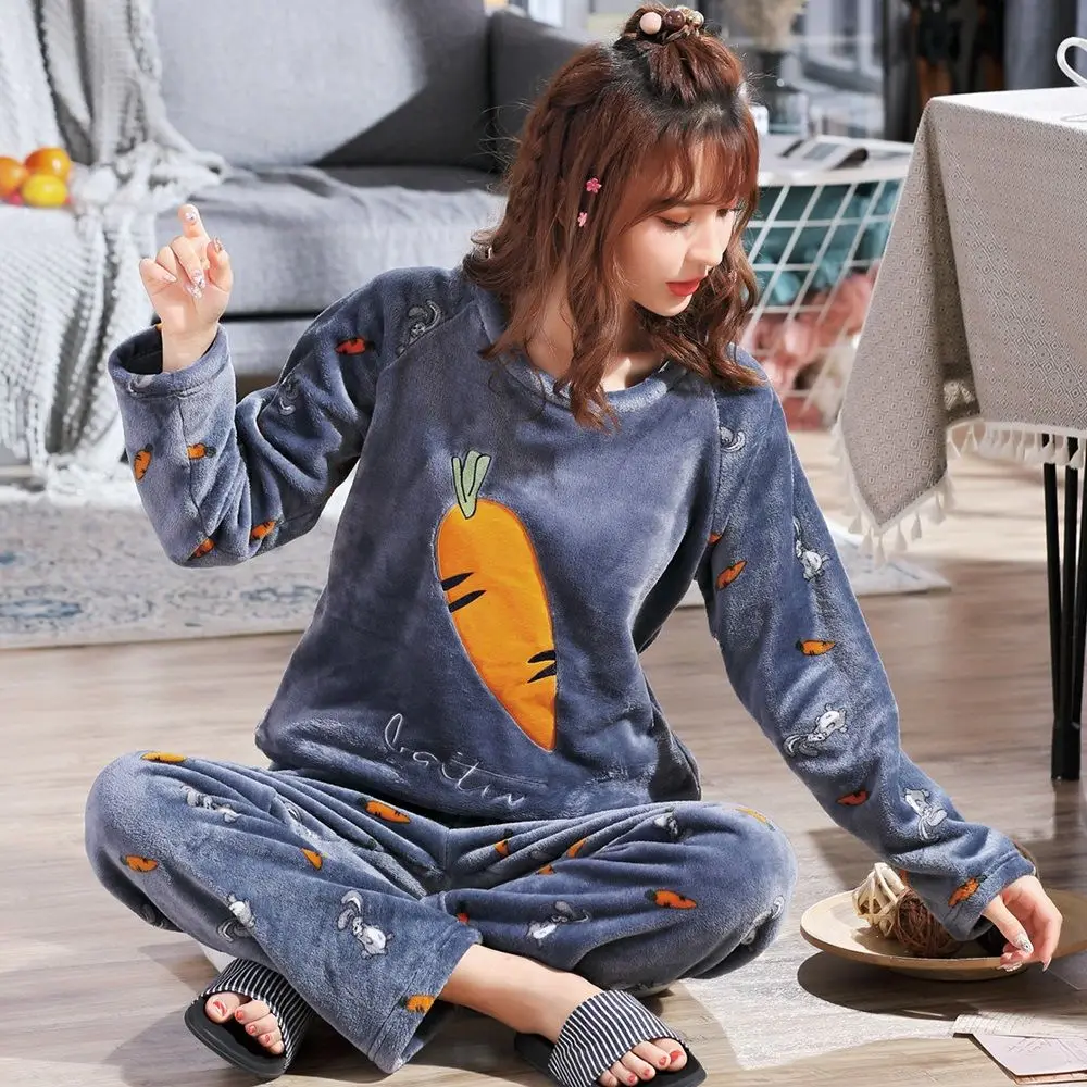 Women's Pajamas Winter Plus Size Loungewear Autumn Winter Clothing Girls Pajamas Student Nightgown Sleepwear Women Pajama Woman