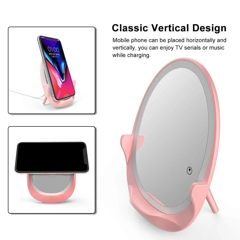 1pcs 2 Colors Makeup Mirror LED Light Mini Portable Magnify Mobile Power Bank USB Chargeable Artifact Touch Dimming Tools | Красота и