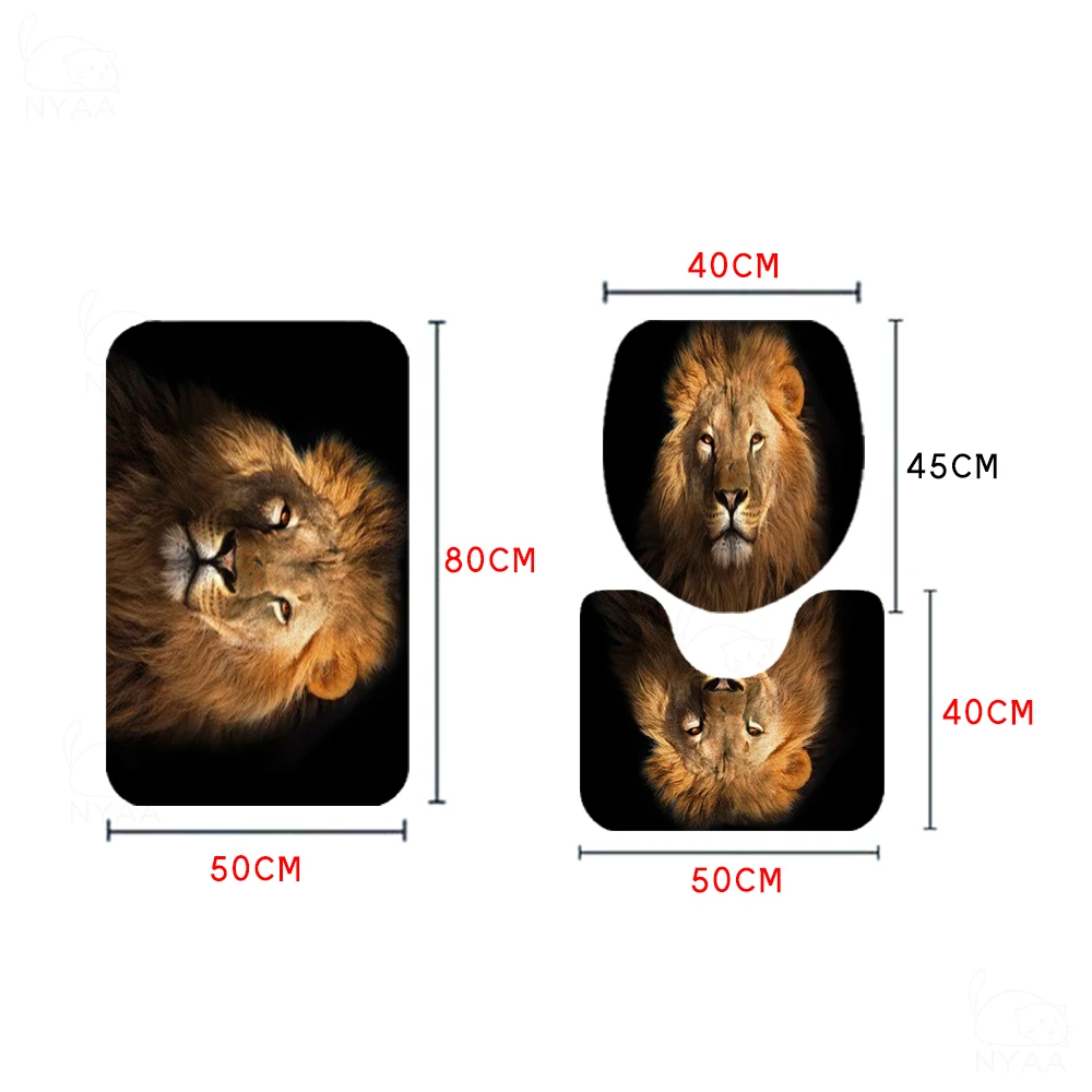 Набор для ванной комнаты с изображением Льва водонепроницаемая занавеска душа