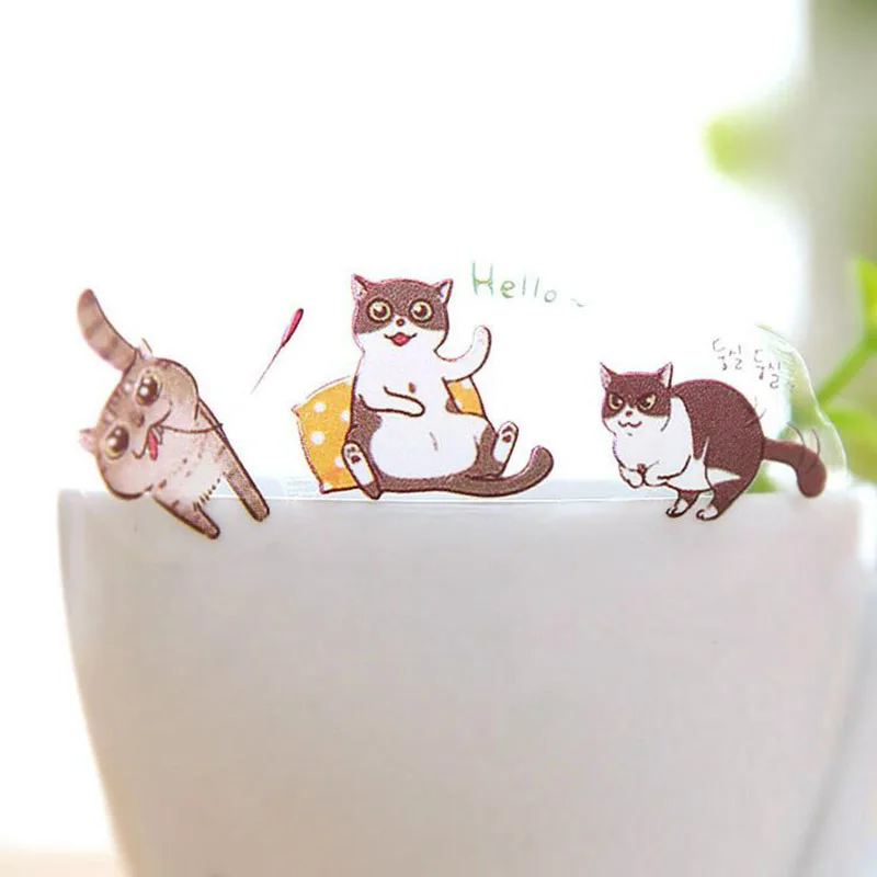 6 шт./пакет 3d Кот наклейки Прозрачный фон наклейки/дневник декоративные