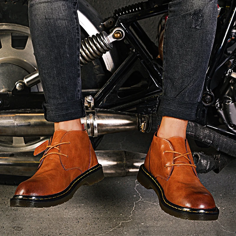 Модные мужские ботильоны со шнуровкой Классические ботинки для инструментов