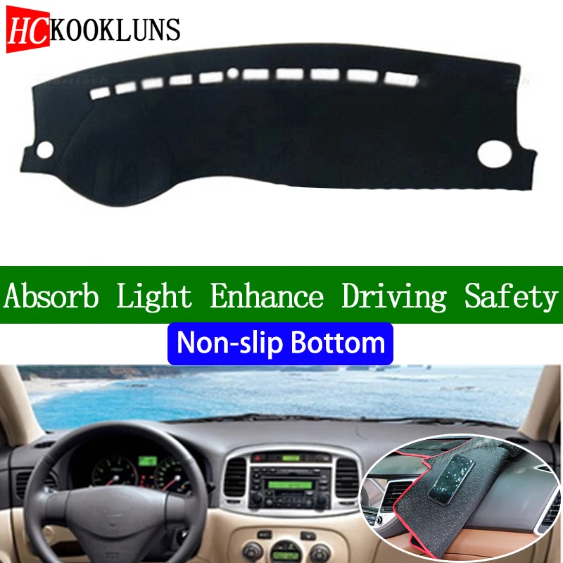 Для hyundai Accent 2006 2007 2008 2009 2010 2011 нескользящая Нижняя крышка приборной панели