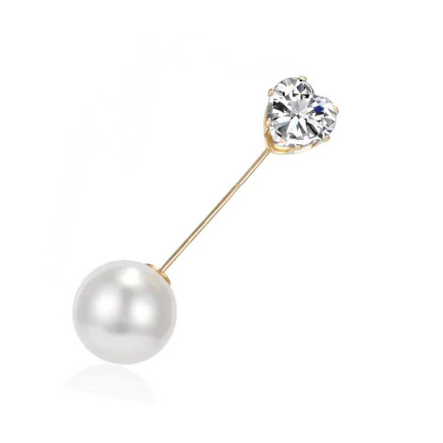 Простой двойной головкой большая брошь с искусственным жемчугом Pin Золото Цвет