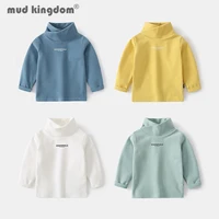mudkingdom kids undershirts t shirt turtleneck long sleeve solid letter slim casual boy girl tops toddler autumn winter clothes
