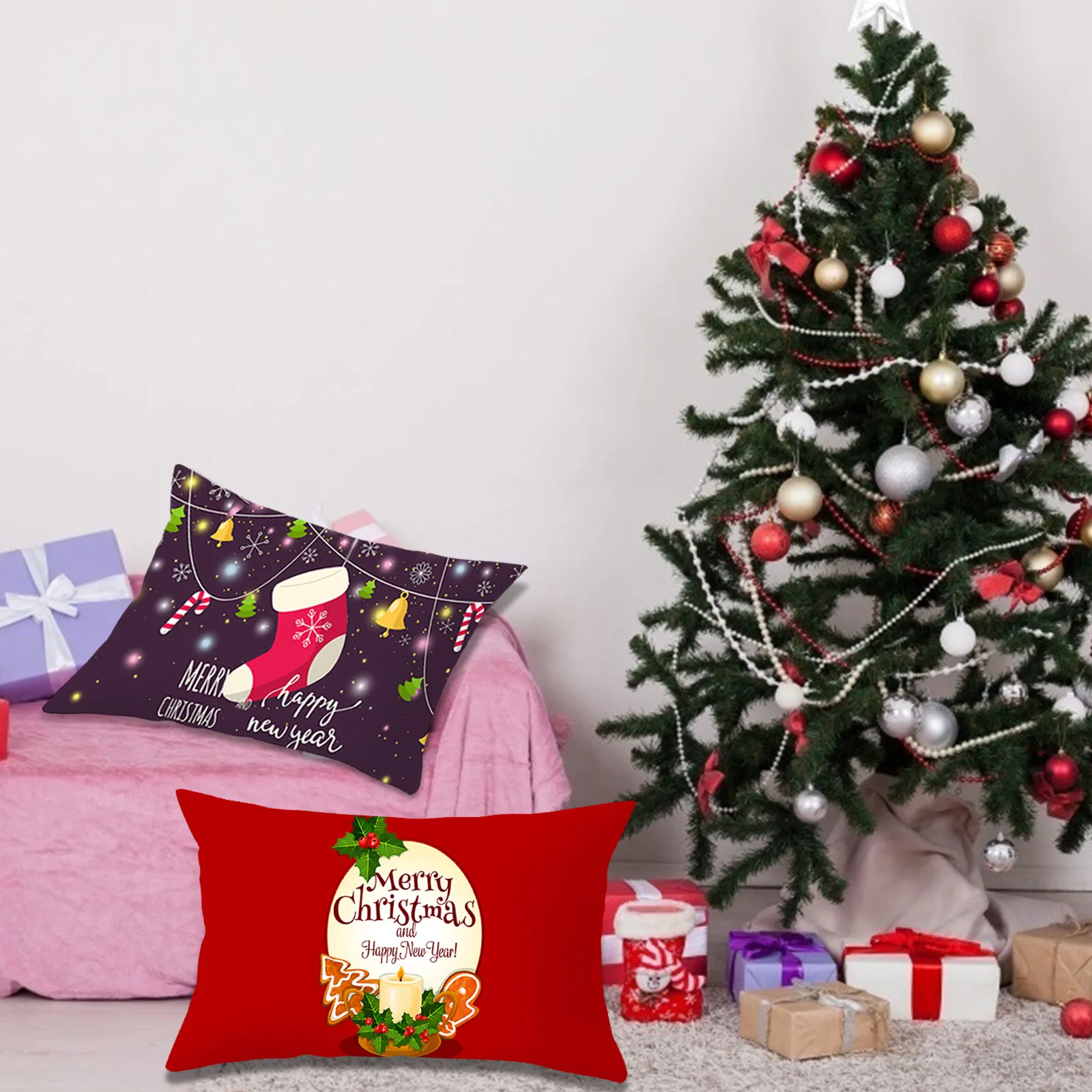 

1pcs 30*50cm Sofa Christmas Cushion Cover Throw Pillow Case For Navidad Christmas New Year Home Sofa Bedroom Party Supply