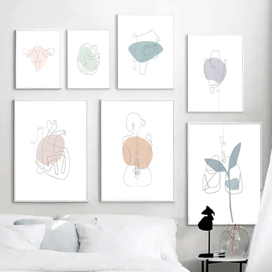 

Human Anatomy Heart Lungs Throat Abstract Wall Art Canvas Painting Nordic Posters And Prints Wall Pictures For Living Room Decor
