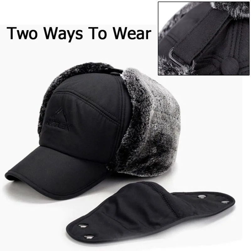 Теплая шапка бомбер мужская и женская ушанка из искусственного меха зимняя