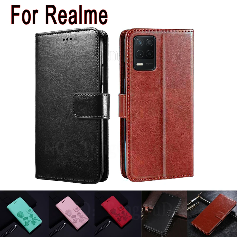 

Leather Cover For Realme Q3s Q3i Q3 Q2i Q2 Pro Case Flip Wallet Stand Magnetic Card Phone Book For Realme Q 3 2 2i 3i 3s 5G Case