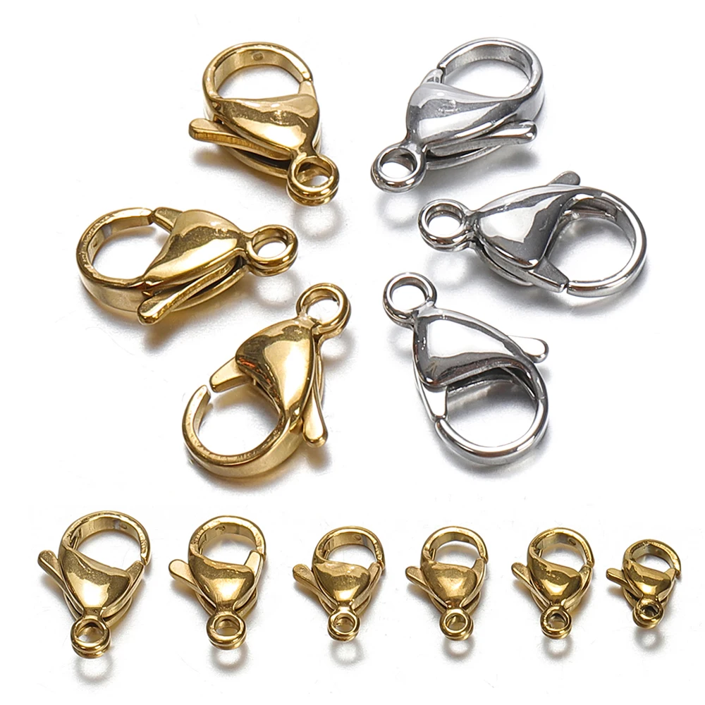 

20pcs 9-15mm Stainless Steel Gold Lobster Clasp Claw Clasps for Bracelet Necklace Chain DIY Jewelry Making Findings Supplies