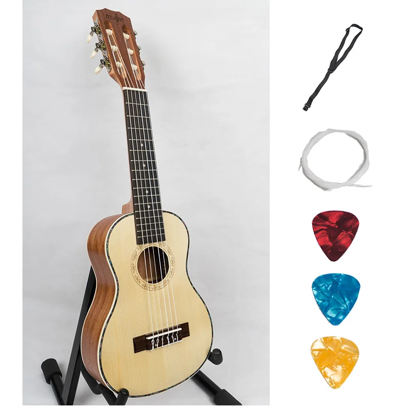 ordinary guitalele Guitalele Guilele Гавайская гитара 28 дюймов акустическая электрическая Гавайская мини-гитара 6 струн Ukelele Guitarra Engelmann Picea Asperata Uke - Цвет: ordinary guitalele