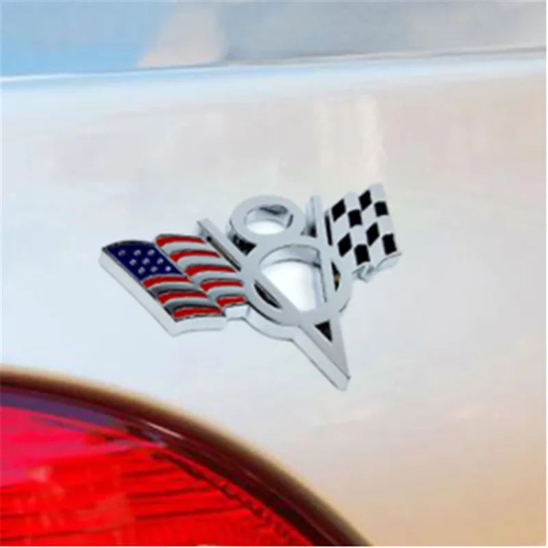 

Dsycar 3D Metal V8 US Flag Moto Car Sticker Logo Emblem Badge Car Styling for Fiat Bmw Ford Lada Audi Opel Skoda Toyota Lifan VW