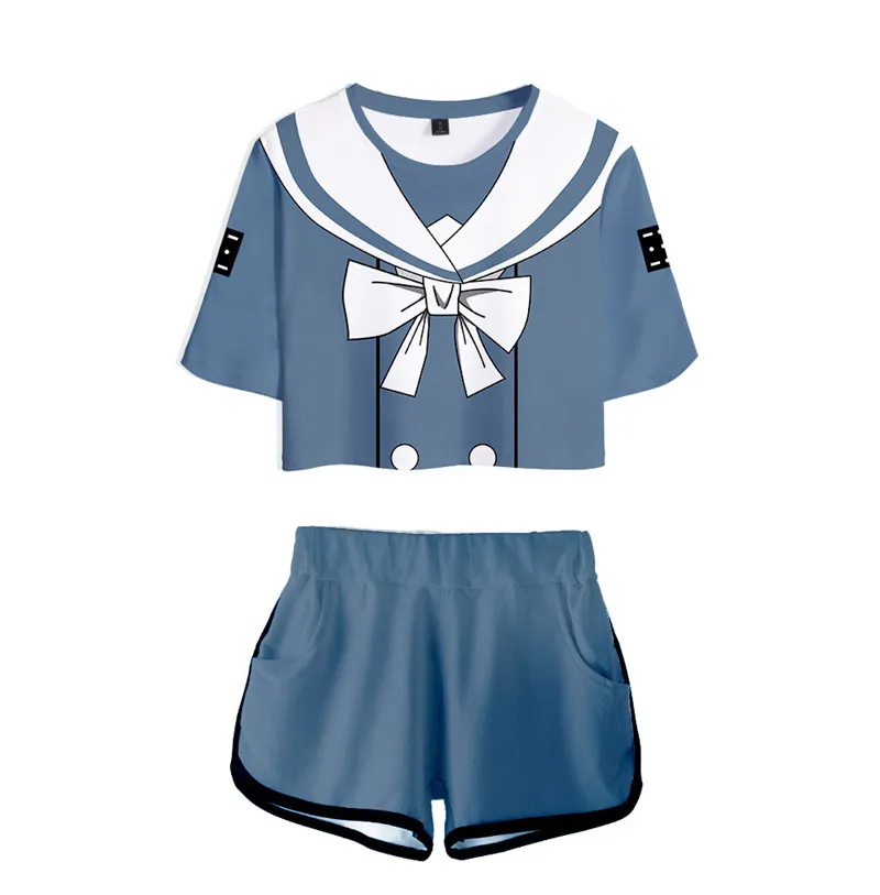 Danganronpa V3 Junko Enoshima Cosplay T-shirt Shorts Suits Women Maki Harukawa Short Sleeve Shirts Tees Sportswear For Girls |