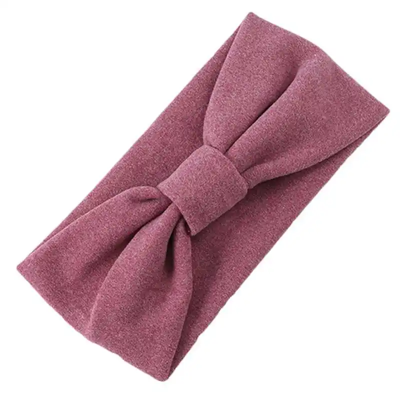 

Female winter false bowknot wool elastic turban solid headwrap ear heater 649c