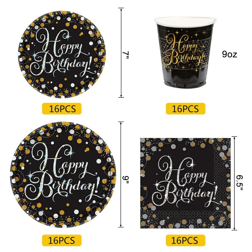 64PCS Disposable Dinnerware Party Supplies Silver Dot Tableware Cup Plate Set For Graduation Birthday Wedding Cocktail |