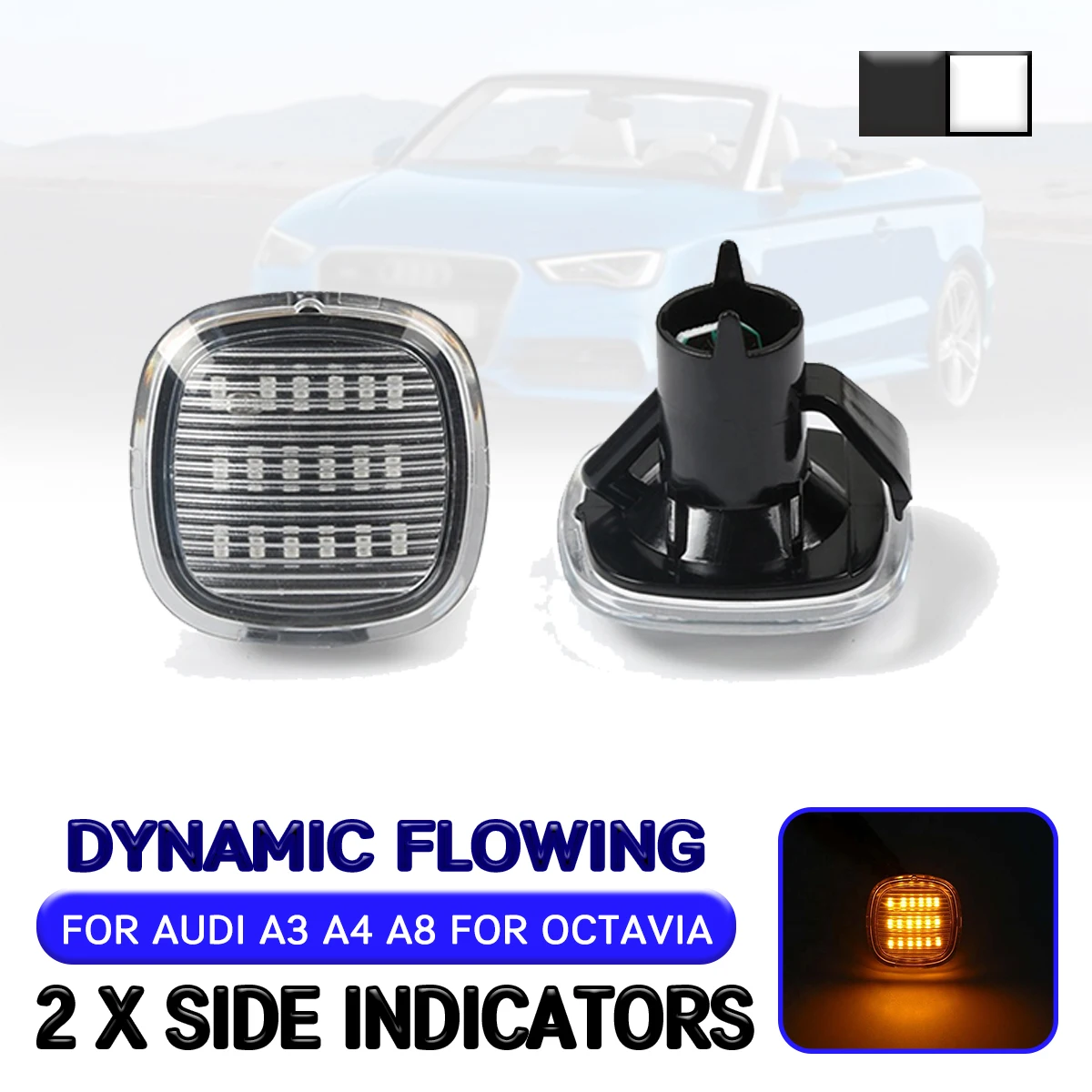 

Автомобильный светодиодный динамический боковой указатель поворота для Audi A3 A4 A8 Skoda Fabia Octavia A4 1U