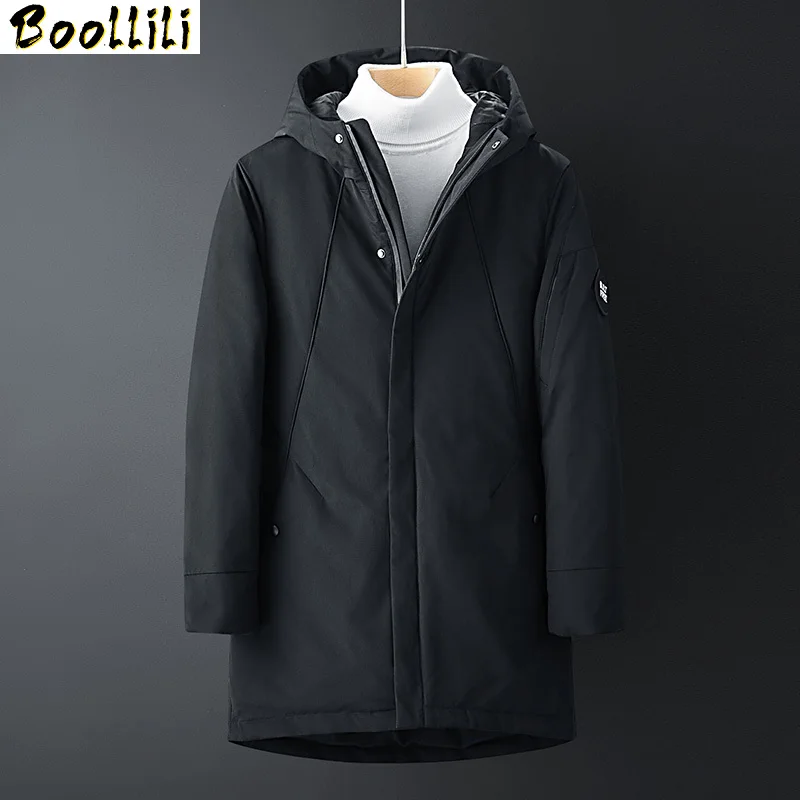 Thicken Down Winter Jacket for Men Hooded Down Coat Warm Outwear Mid-long Regular Top Waterproof Outerwear Parka