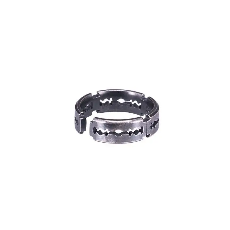 Exaggerated Open Ring Titanium Steel Blade Men Rock Punk Razor Stainless Ladies Adjustable Jewelry Gifts | Украшения и аксессуары
