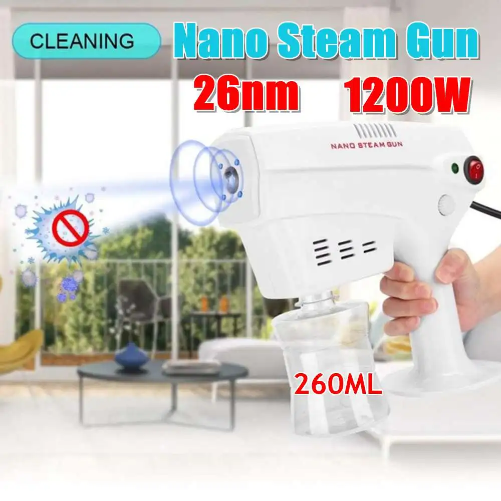 

1200W 260ML Nano Sprayer Machine Disinfection Blue Light Nano Steam Spray Disinfection Spray EU /US Plug Atomizing Sprayer