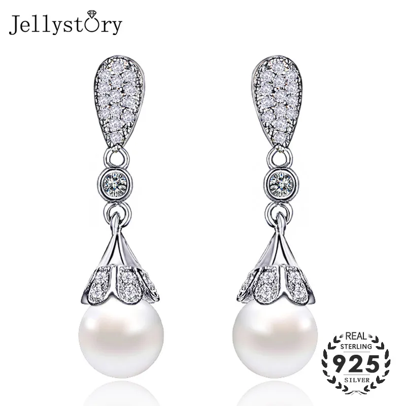 Жемчужные серьги Jellystory с цирконом драгоценный камень серебро 925 пробы ювелирные