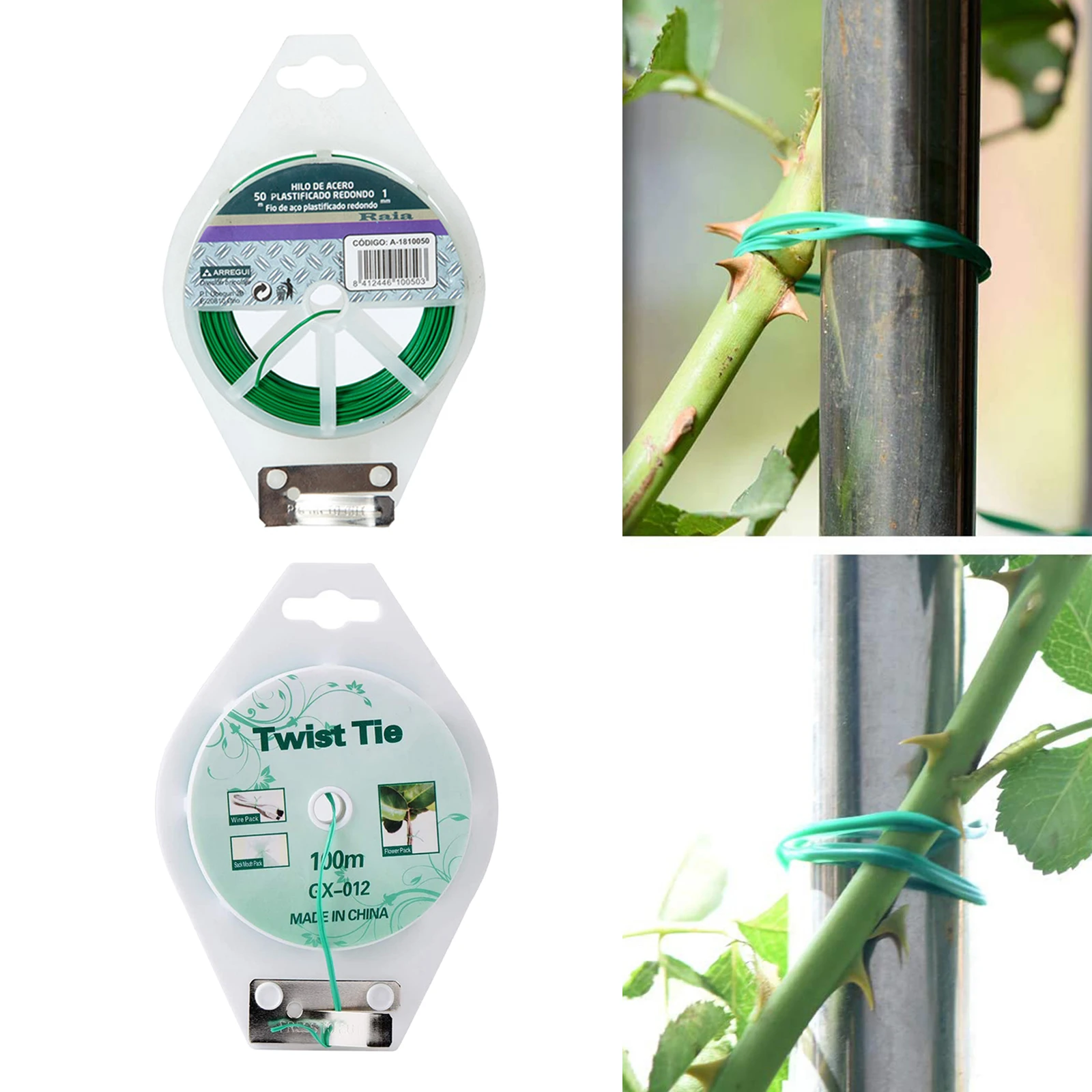

Green Multi-Function Sturdy Garden Plant Twist Tie with Cutter/Cable Tie/Zip Tie/Coated Wire