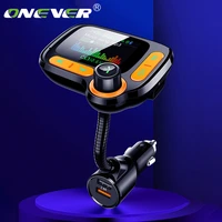 onever fm transmitter bluetooth 5 0 car modulator 1 77inch color screen mp3 player car kit hands free dual usb fast charger new