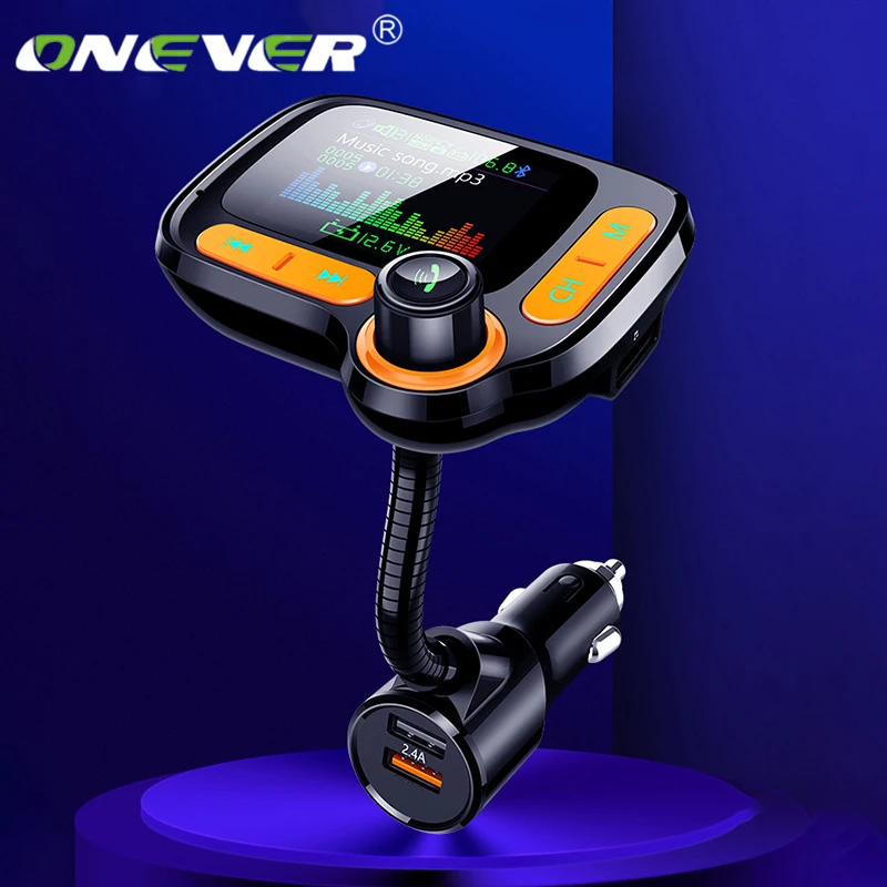 Автомобильный модулятор Onever с Bluetooth 5 0 FM трансмиттер 1 77 дюймовым цветным экраном