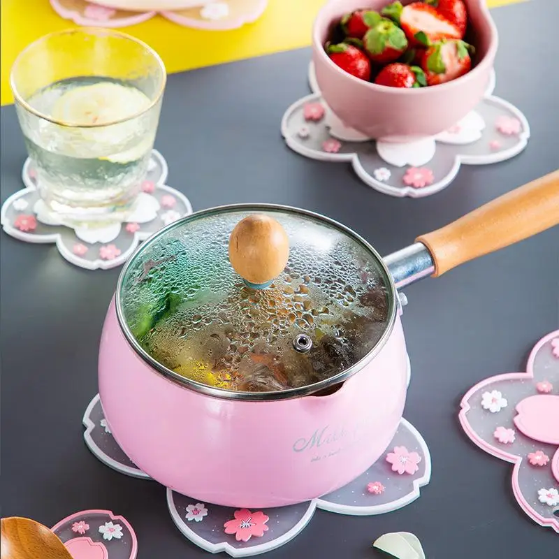 Japan Style Cherry Blossom Heat Insulation Table Mat Family Office Anti-skid Tea Cup Milk Mug Coffee Coaster | Дом и сад