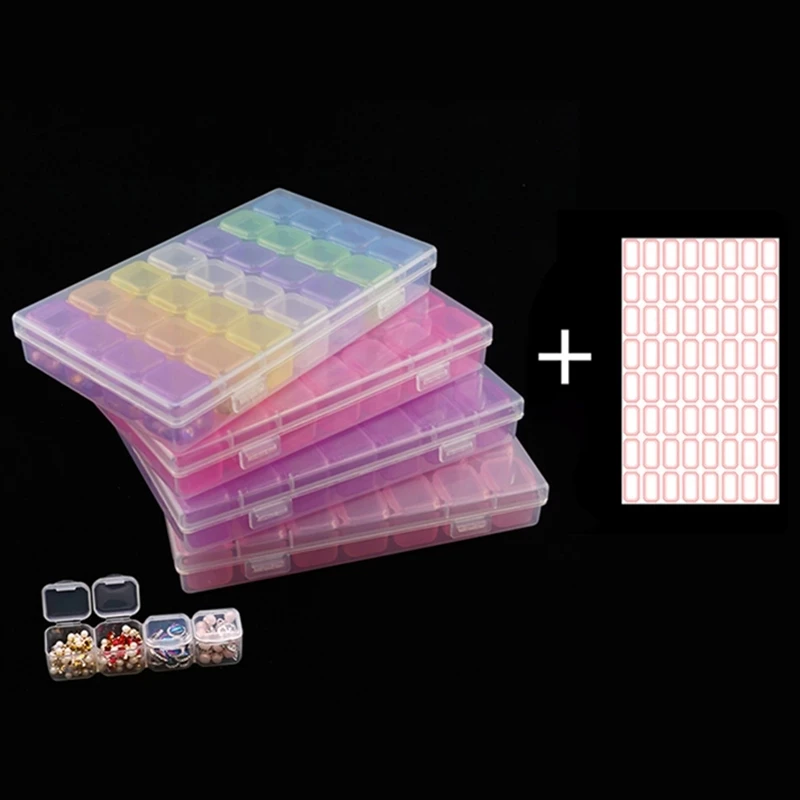 

Наборы инструментов для алмазной живописи, 28 ячеек, пластиковый ящик для хранения с наклейками, аксессуары, наборы инструментов для алмазно...