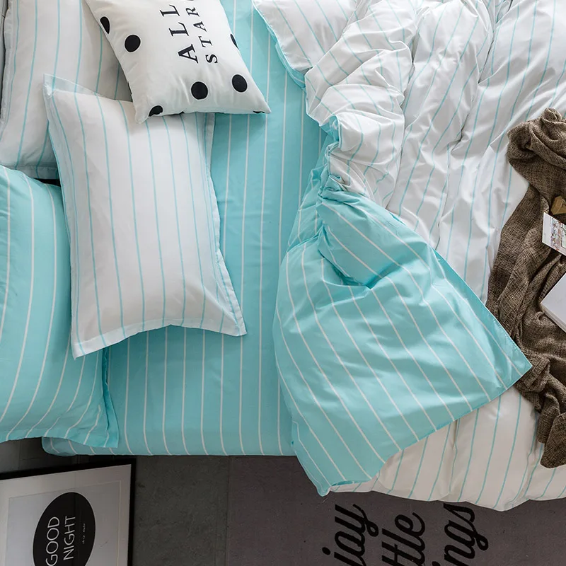 Комплект постельного белья с простыми полосками набор белых пододеяльников для
