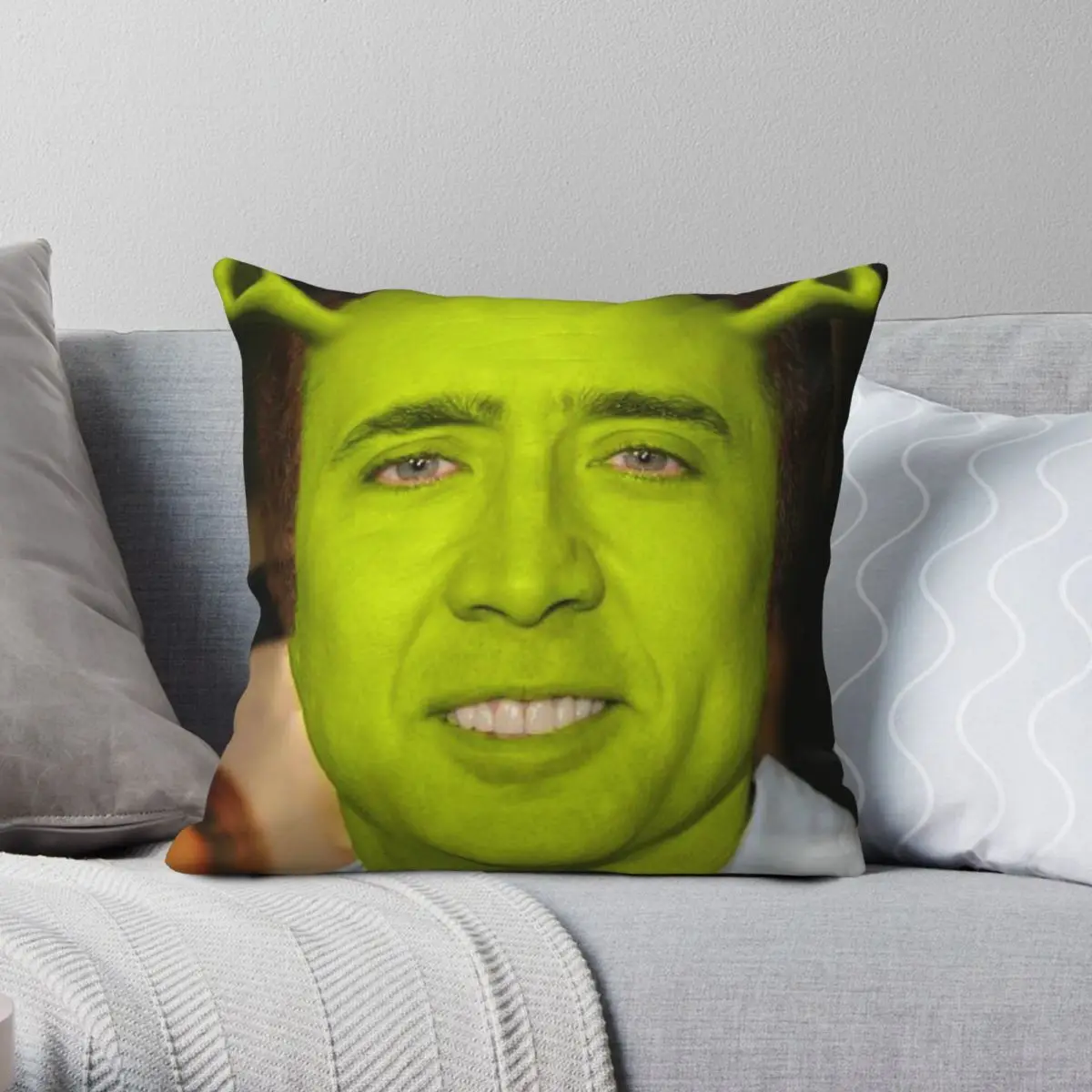

Nicolas Cage As Shrek Square Pillowcase Polyester Linen Velvet Pattern Zip Decor Pillow Case Sofa Cushion Case