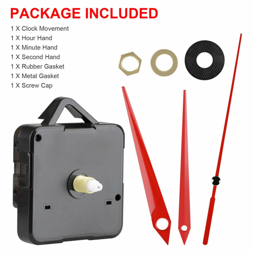 

DIY Wall Quartz Clock Movement Mechanism Replacement Tool Parts Set Red Hands Clock Movement Rubber Gasket