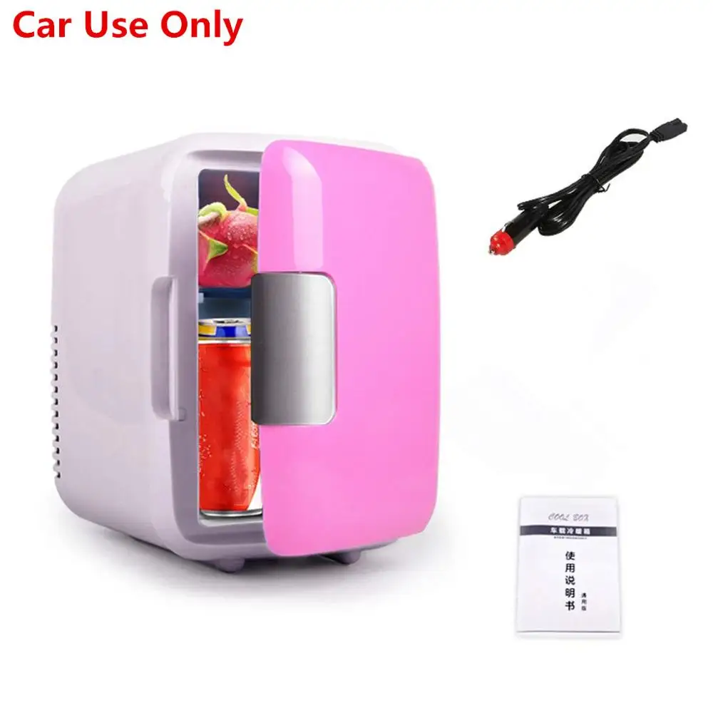 pink car use only Портативный холодильник для автомобиля, 4 л Электрический автомобильный домашний холодильник, мини-холодильник двойного назначения, крутой теплый Электрический автомобильный холодильник и грелка - Цвет: pink car use only