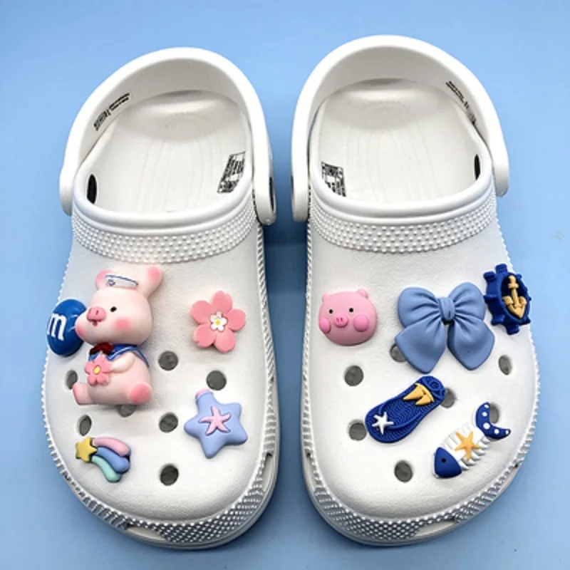 

Симпатичные Подвески Croc, дизайнерские модные подвески «сделай сам» для разных видов обуви в виде свиньи для Crocs, новый бренд, комплект аксес...