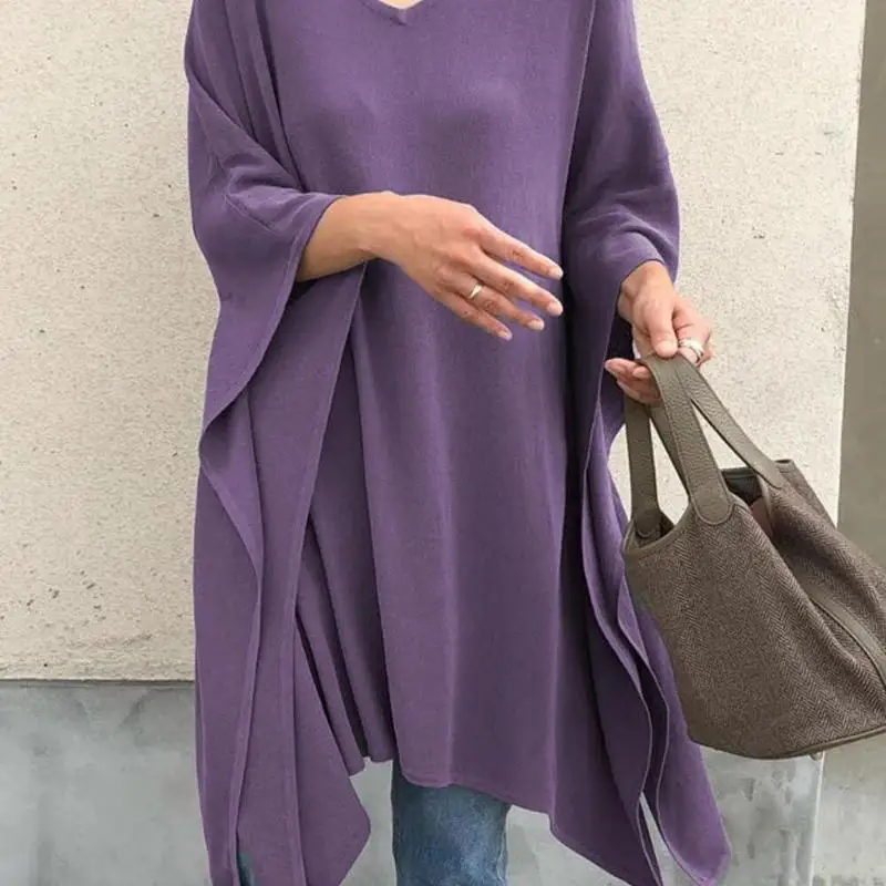 Весенние женские блузки асимметричная Свободная блузка с рукавом летучая мышь