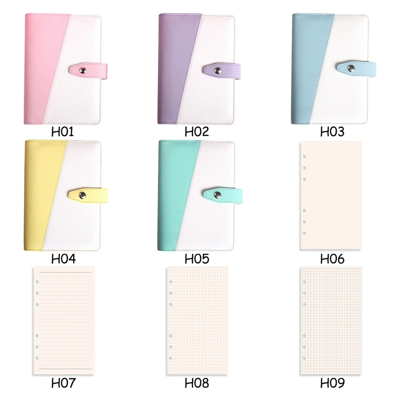 

Loose-leaf Handbook A6 Portable Notepad Handbook Notebook Stationery-Without Inner Pages Student stationery 9 Styles