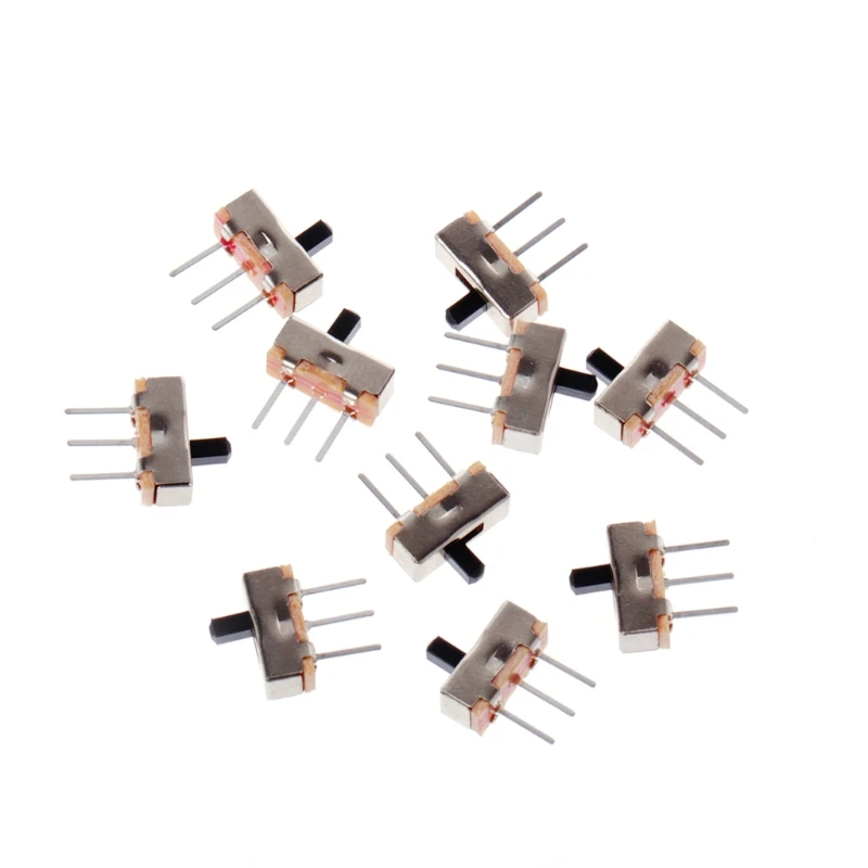 10 шт. 2 позиционный Выключатель Вкл/Off SPDT 1P2T 3 Pin PCB Панель Мини Вертикальный