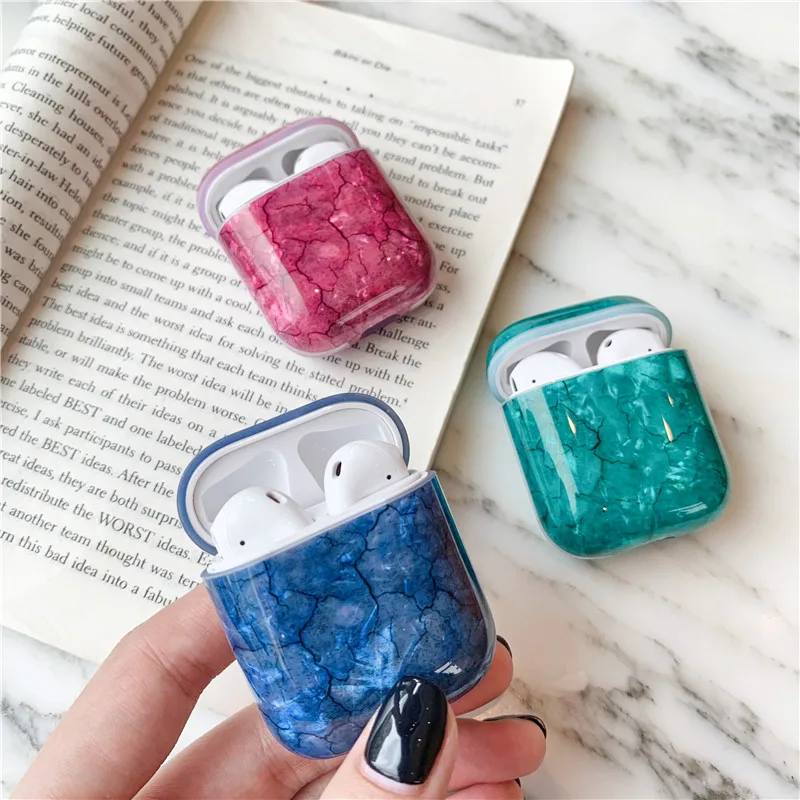 Роскошный Мраморный чехол для Airpods, Bluetooth наушники, милый силиконовый чехол для Airpod 2, чехол для наушников, сумка для зарядки, чехол для air pods