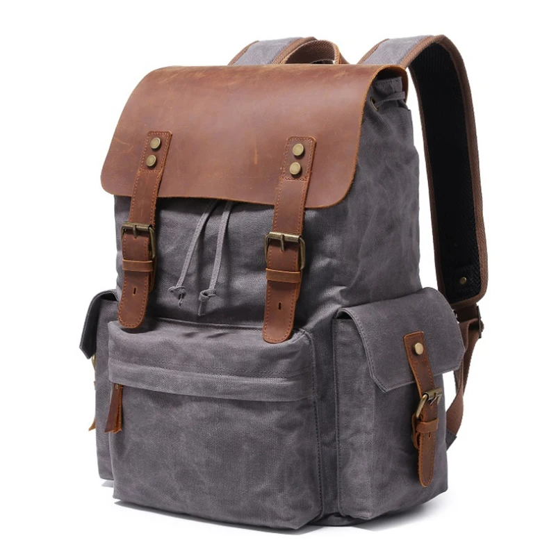 Luufan холст высокого качества кожаный мужской рюкзак для ноутбука 17 дюймов мужчин