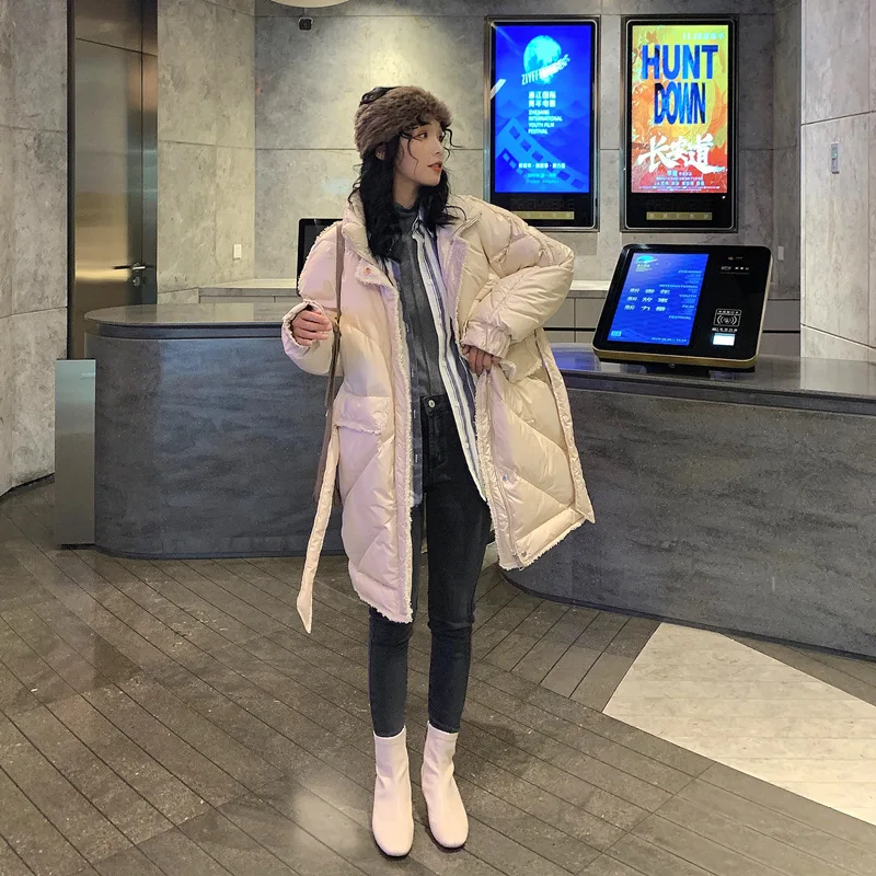 

middle 2020 new Korean off and long waisted season down jacket for women's small fragrance stand collar fashion